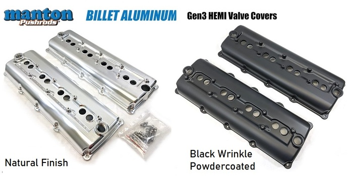 Manton Gen III Hemi Billet Valve Covers 5.7L, 6.1L, 6.4L Hemi - Click Image to Close